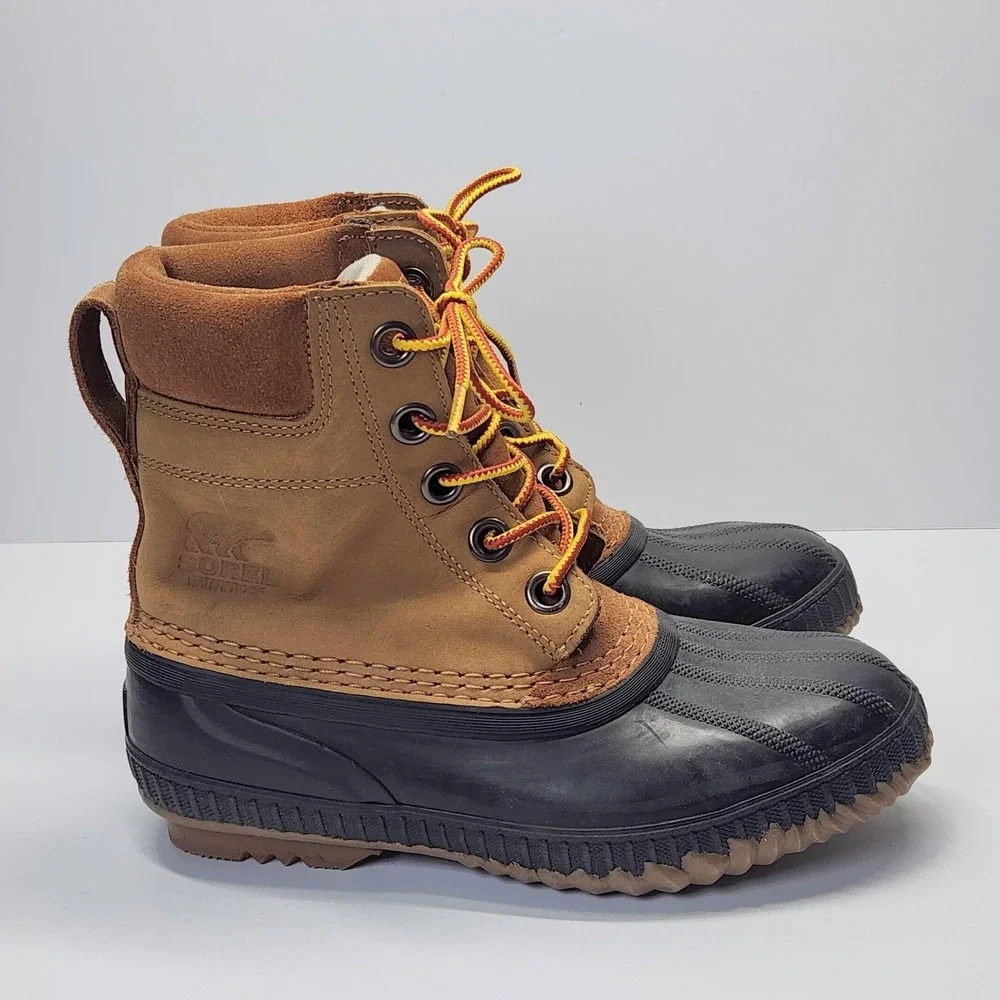 Sorel Boots Kids Size 3 Brown Leather Waterproof Duck Snow Winter Lace Up Ankle